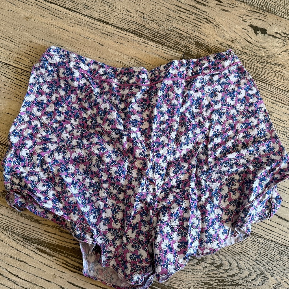 Anthropologie Floral Pull On Shorts Women's Sz L